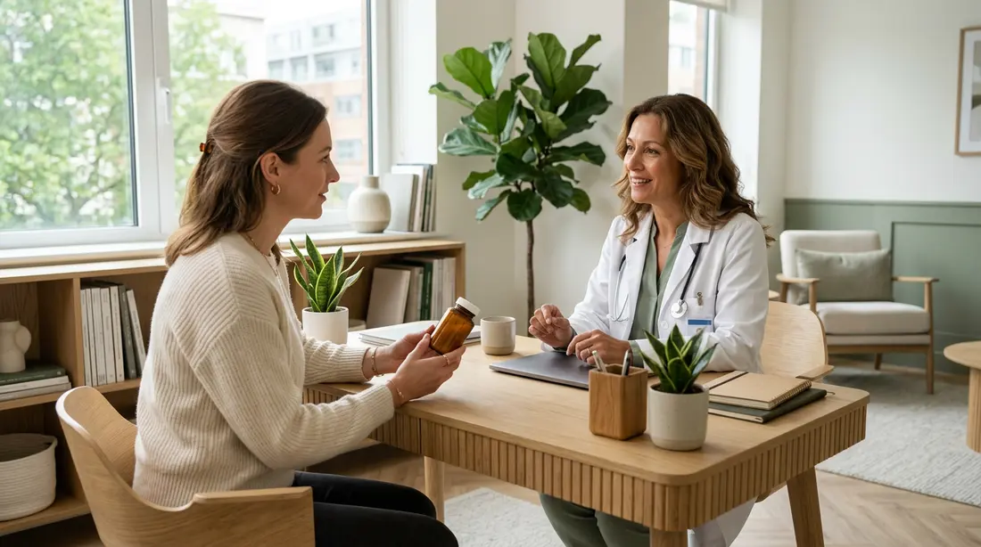Patient talking with her doctor about adding a supplement to her routine